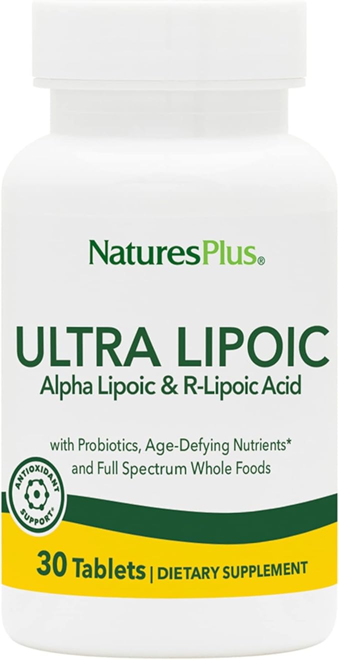 NaturesPlus Ultra Lipoic - 30 Bi-Layered Tablets - Alpha Lipoic & R-Lipoic Acid - Antioxidant Support - With Probiotics & Age-Defying Nutrients - Gluten Free - 30 Servings