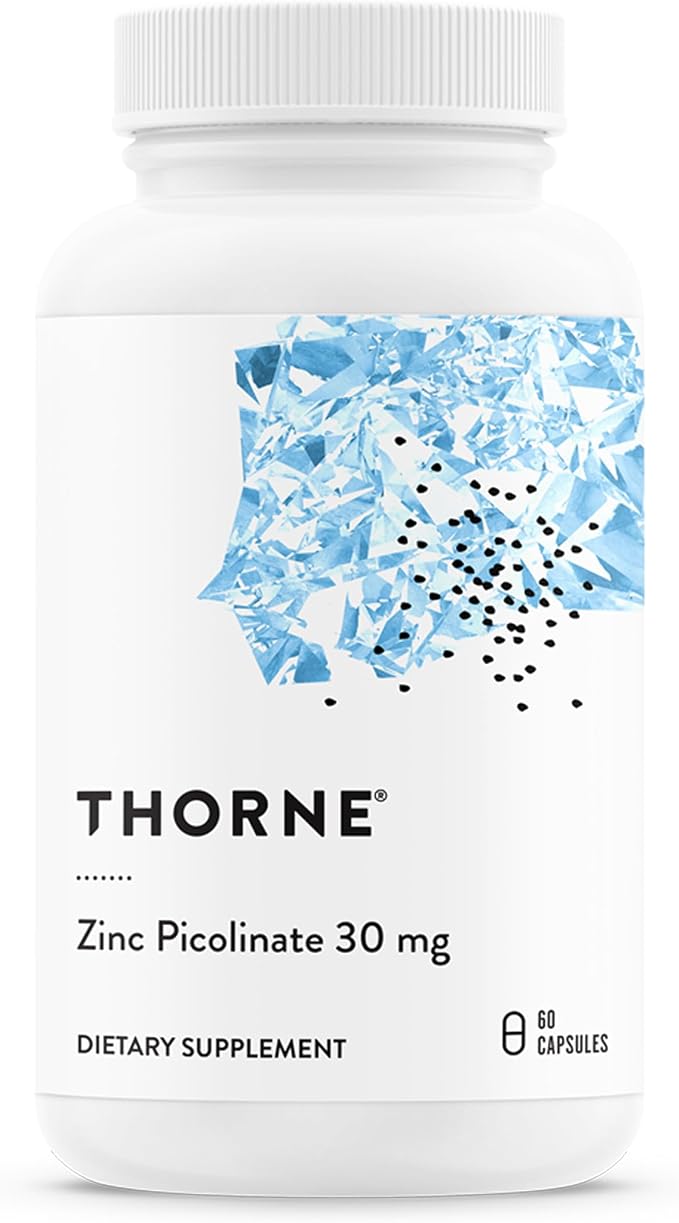 THORNE - Zinc Picolinate 30 mg - Well-Absorbed Zinc Supplement for Growth and Immune Function - Promotes Healthy Skin & Eyes* - Third-Party Certified - Gluten, Dairy & Soy-Free - 60 Capsules