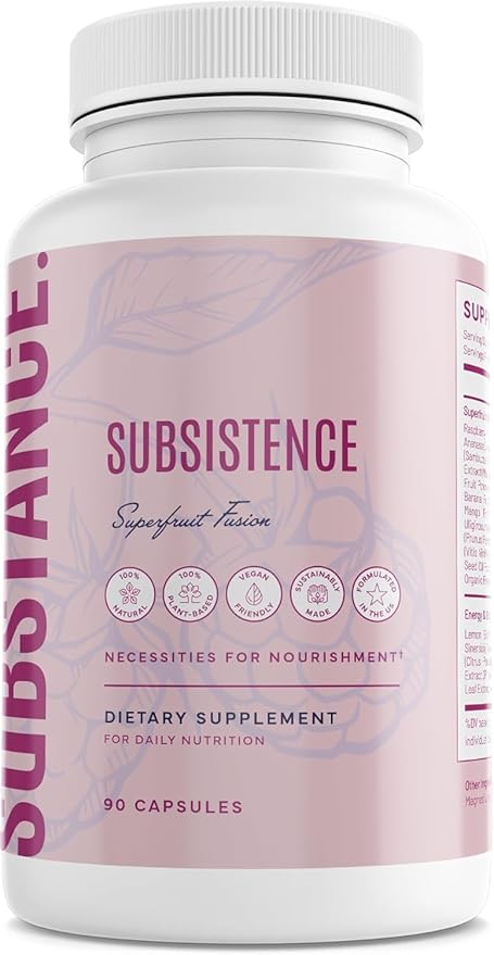 SUBSTANCE. Nature’s Subsistence Daily Fruits Supplement – Organic Superfruit Blend with Acai, Pomegranate, Aloe Vera & 20+ Fruits – Natural Antioxidant & Immune Support Supplement – 30 Servings.