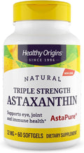 Healthy Origins Astaxanthin 12 mg, 60 Softgels - AstaPure Clinically Studied Algae - Supports Joint & Immune Health, Healthy Skin, Antioxidant for Cellular Protection & Eye Support - 2 Month Supply
