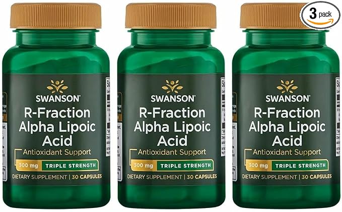 Swanson Triple Strength R-Fraction Alpha Lipoic Acid - Promotes Healthy Blood Pressure & Delivers Essential Nutrients - (30 Capsules, 300mg Each) (3 Pack)