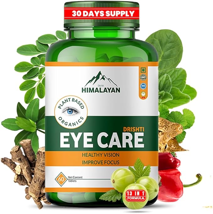 13 Herbs Eye Support Supplement with Lutein & Zeaxanthin Plant-Based Eye Vitamins for Seniors & Adults all natural eye Supplements for Clear Vision, Retinal & Macular Health 60 Tablets