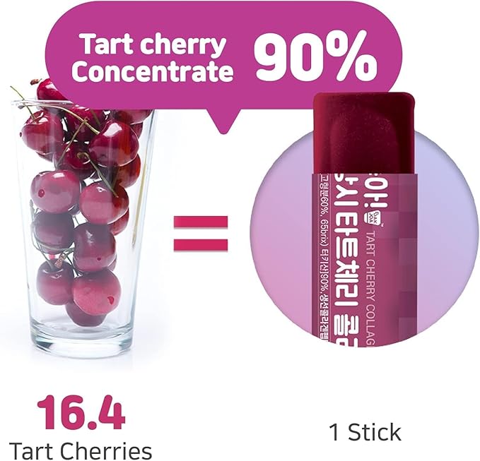 Tart Cherry Collagen Jelly Stick 20g * 15 Stick 1,600mg Low Molecular Fish Collagen