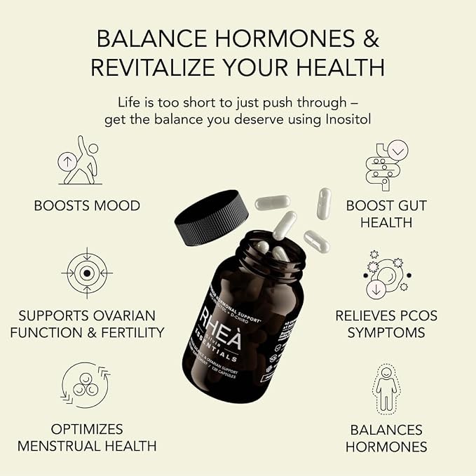RHEASILVIA Rhea Myo-Inositol & D-Chiro Inositol Supplement for Women | 40:1 Ratio with Myoinositol, Folate & Magnesium | Hormone & Metabolic Support | 120 Vegan Capsules | 90 Servings