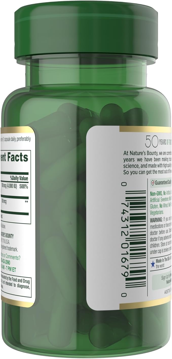 Nature's Bounty Supplement, 4000 IU Vitamin D3 Plus 100 mcg of Vitamin K Supplements for Adults for Heart & Bone Health Support, 60 Day Supply, 60 Vegetarian Capsules (Pack of 2)