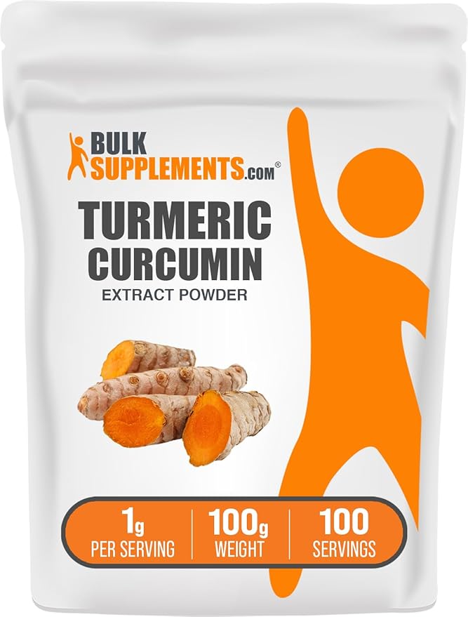 BulkSupplements.com Turmeric Extract Powder - from Turmeric Root, Curcumin Supplements, Turmeric Curcumin Powder - Gluten Free, 1g per Serving, 100g (3.5 oz) (Pack of 1)