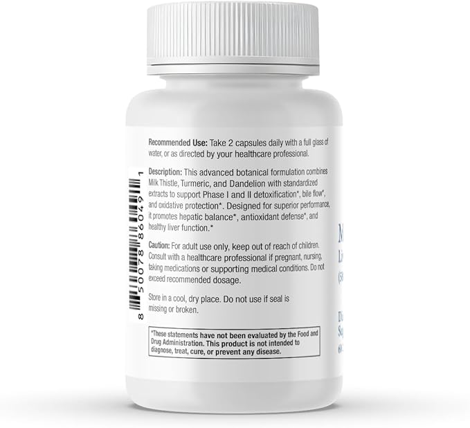 Milk Thistle Liver Detox Complex – Clinical-Grade Liver Support Supplement with Turmeric, Dandelion, Beet, Picrorhiza, Black Pepper – Phase I & II Detox – 60 Capsules – Non-GMO