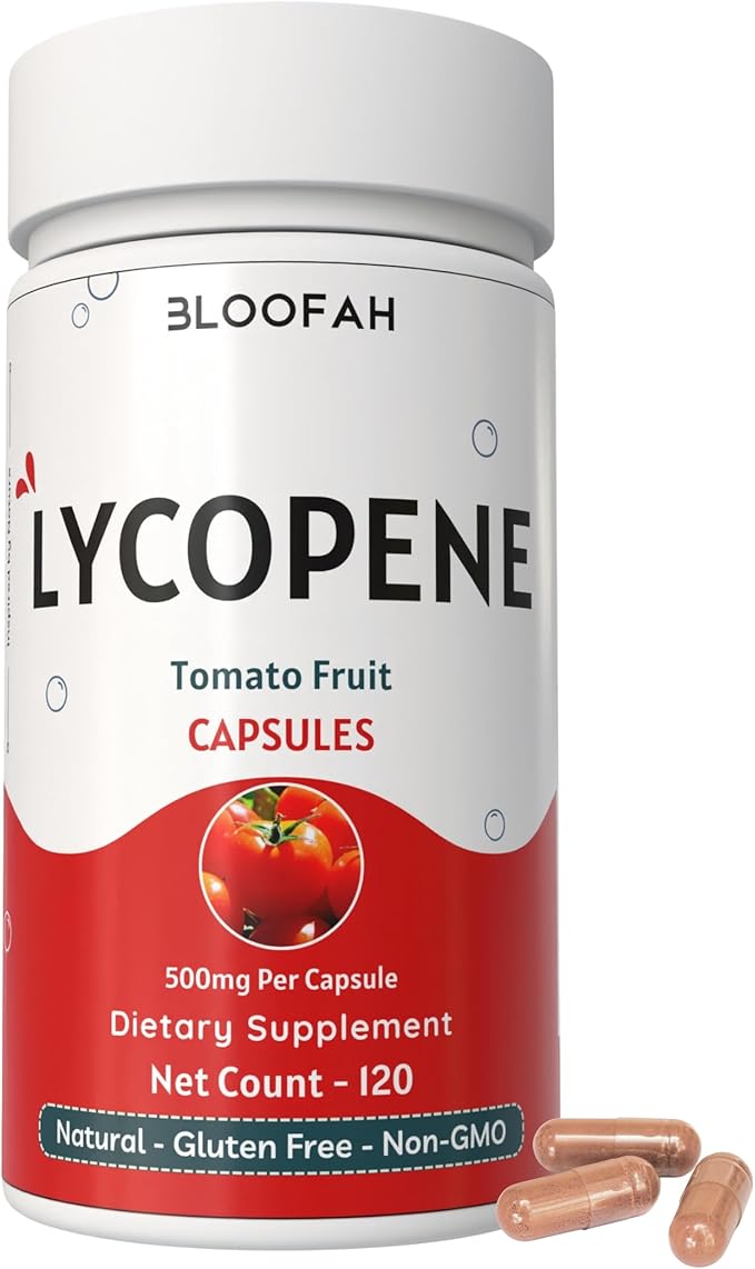 Lycopene Supplement Capsules 500mg – Tomato Fruit Powder with Natural Lycopene for Antioxidant & Daily Wellness Support | Gluten Free, Non-GMO (120 Count (Pack of 1))