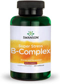 Swanson Super Stress B-Complex Energy and Wellness Supplement for Busy Adults Seeking Daily Vitamin B Support (240 Capsules)