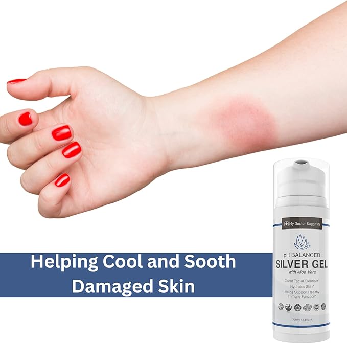 Colloidal Silver Gel, Burn and Wound Care with Aloe Vera - 30ppm pH Balanced Formula Helps Soothe Burns, Sores & Eczema - Structured Silver - Made in USA (3.38 oz)