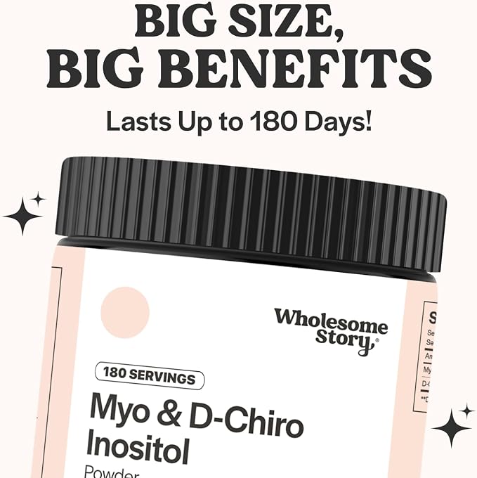 Myo-Inositol & D-Chiro Inositol Supplement Powder for Women | Hormonal Balance & Healthy Ovarian Function Support | Vitamin B8 | Great Alternative to Capsules | 40:1 Ratio | 180 Servings