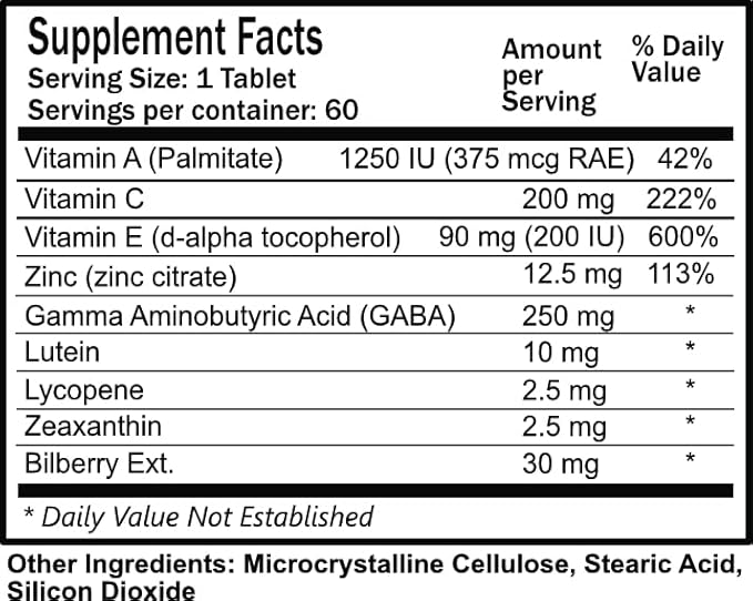 Daily Manufacturing Eye-Vite Plus™ (Vitamin's A, C, E, Zinc, Gamma Aminobutyric Acid (GABA), Lutein, Zeaxanthin & Bilberry)