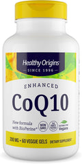 Healthy Origins Natural Enhanced CoQ10 (BioPerine®), 200 mg - Heart Health & Energy Supplement - Gluten-Free & Non-GMO Supplements, with BioPerine & Sunflower Lecithin ((Pack of 1) 60 Veggie Gels)