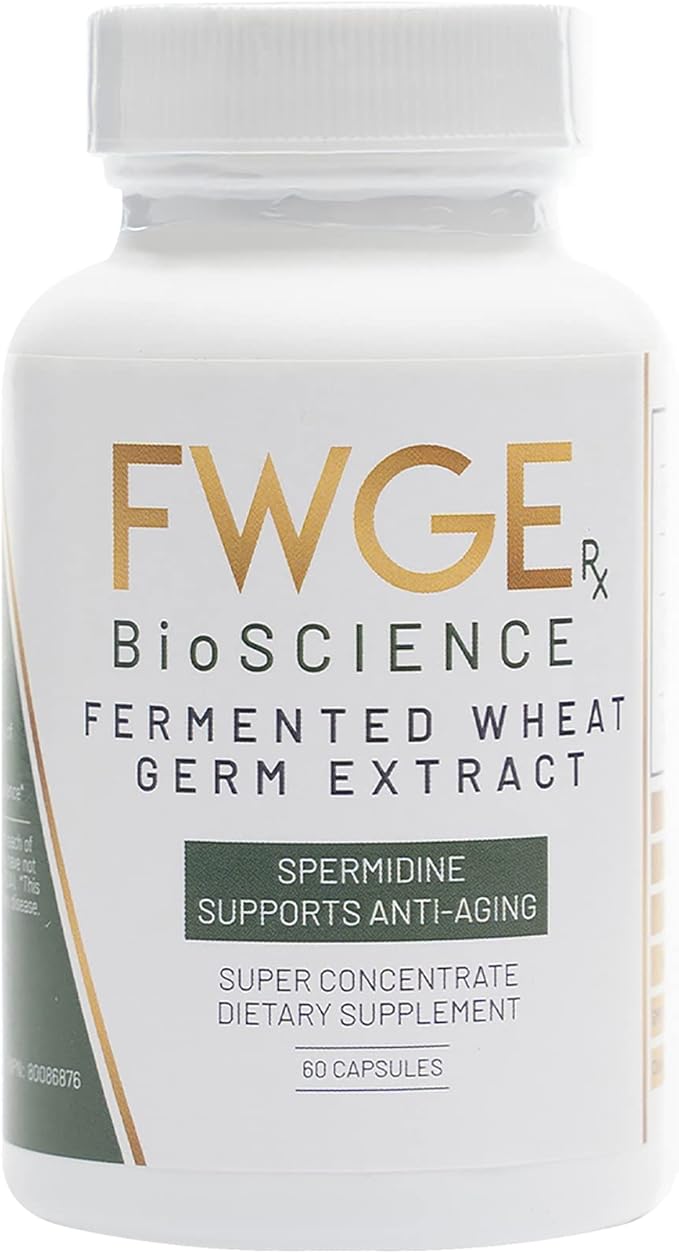 Spermidine Longevity and Cellular Health - Fermented Wheat Germ Extract, Autophagy Inducer, Holistic, Non-GMO, Gluten-Free, Sugar-Free, Vegan, Antioxidant, Natural, 360 Capsules (6 Bottles)
