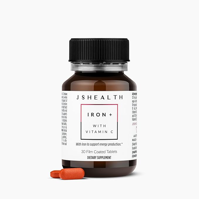 JSHealth Iron Supplement with Vitamin C. Ferrochel Iron Supports Energy Levels. Non-Constipating, with B Vitamins. By Nutritionist Jessica Sepel (30 Tablets)