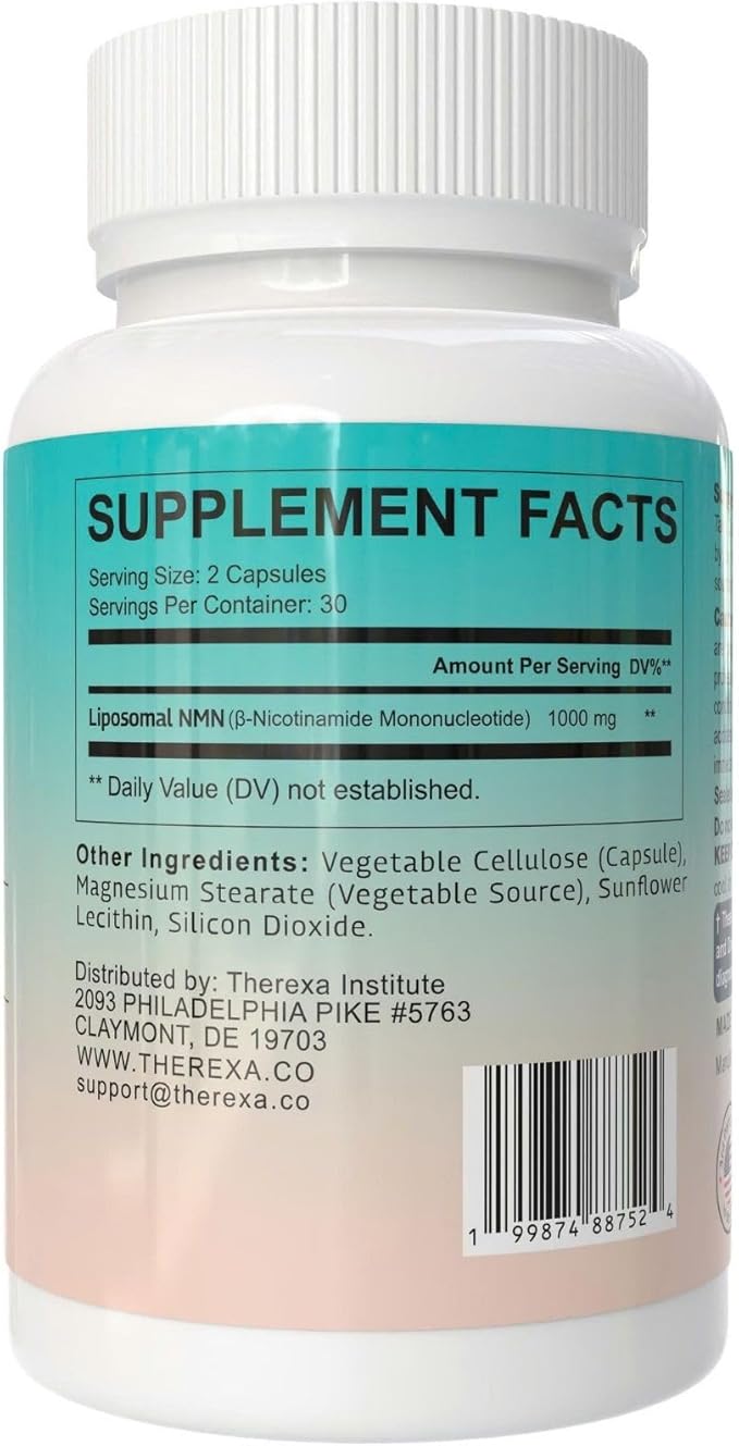 NMN Supplement 1000mg Pure - Liposomal NMN for NAD+ Supplement, Tested in USA, 60 Capsules