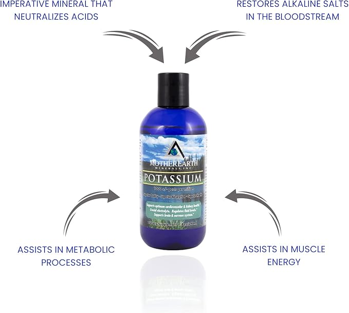 Mother Earth Minerals Ionic Liquid Potassium Supplement – High Absorption Angstrom Potassium Mineral Drops for Electrolyte Balance, Hydration, Nerve & Muscle Support, 8 oz