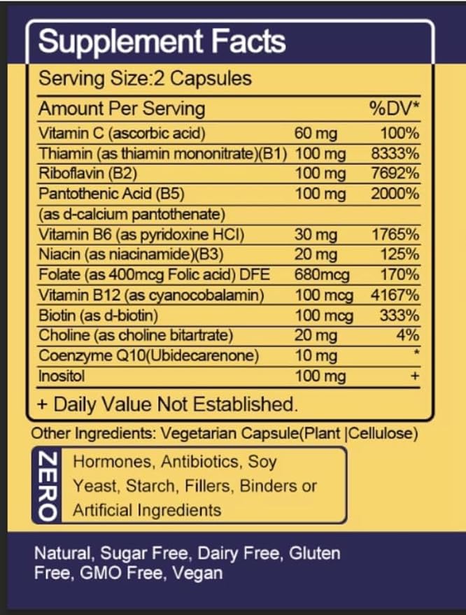 TheraSuva Vitamin B-Complex + CoQ10 + Vitamin C - Max Strength Supplement for Energy, Metabolism Support, 2 Month Supply, 120 Softgels