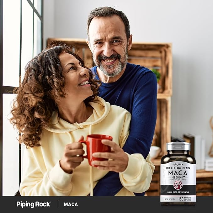 Piping Rock Maca Root Capsules | 150 Powder Pills | for Women and Men | Red, Yellow, and Black | Non-GMO, Gluten Free Supplement