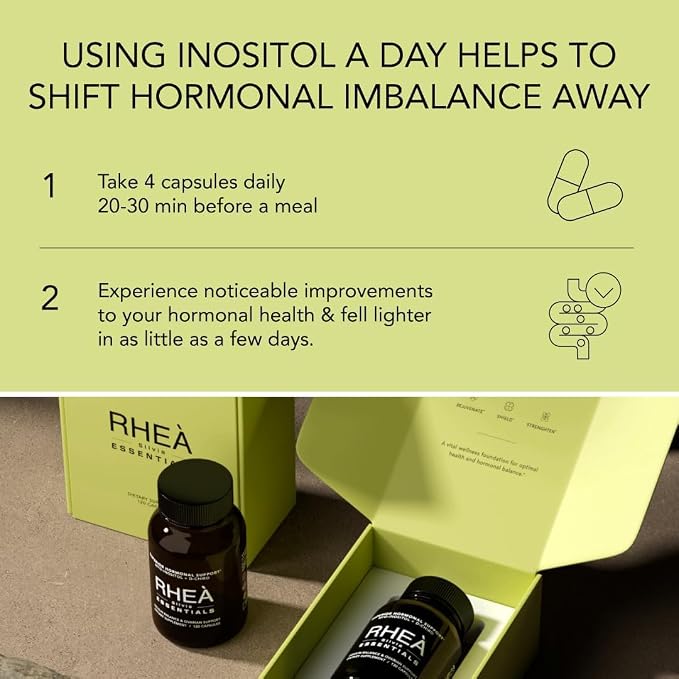 RHEASILVIA Rhea Myo-Inositol & D-Chiro Inositol Supplement for Women | 40:1 Ratio with Myoinositol, Folate & Magnesium | Hormone & Metabolic Support | 120 Vegan Capsules | 90 Servings
