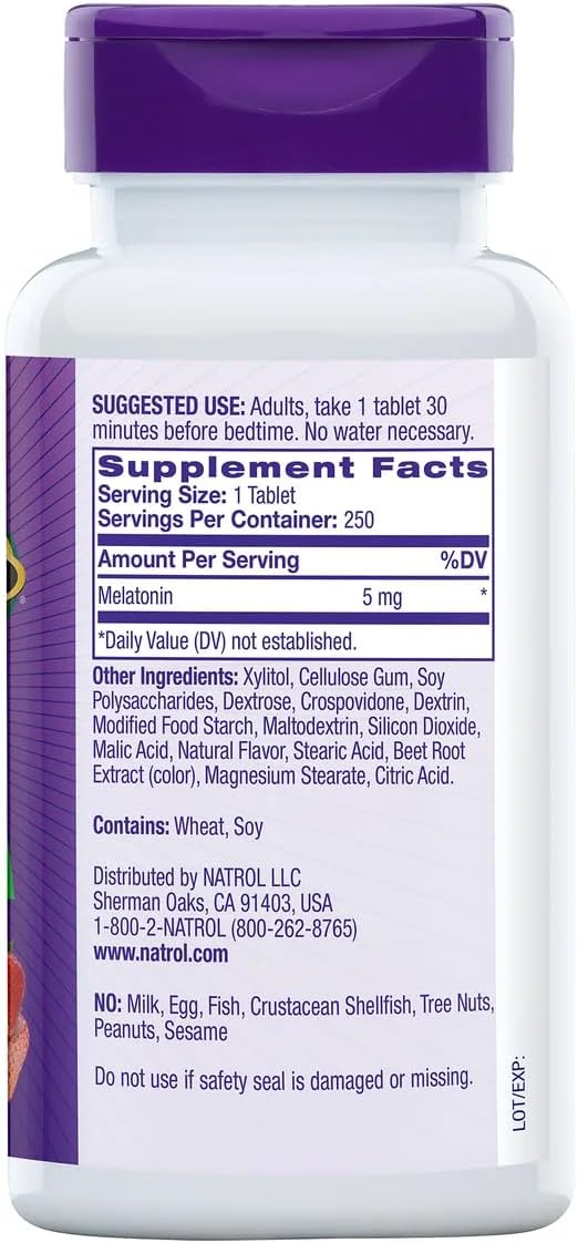 Natrol Melatonin 5 Mg, 250 Fast Dissolve Tablets Strawberry Flavor