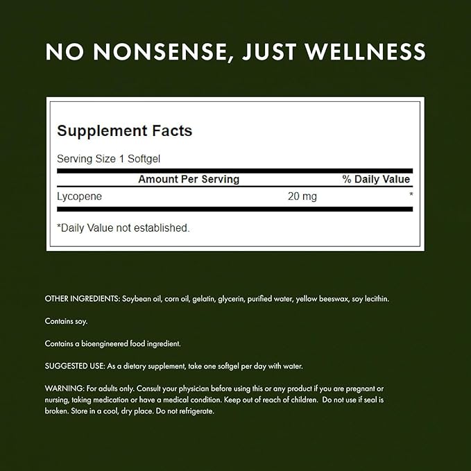 Swanson Lycopene Prostate and Heart Health Antioxidant Supplement for Men Over 40 Supporting Blood Pressure in Normal Range (60 Softgels, 3 Pack)