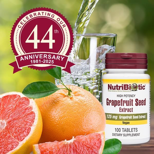 NutriBiotic – Grapefruit Seed Extract Tablets 125mg, 100 Count | Premium Grade GSE with Bioflavonoids | Potent Immune & Overall Health Support | Easy to Swallow | Vegan, Gluten Free, Non-GMO