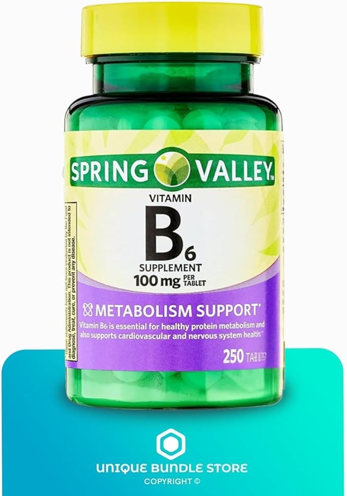 Vitamin B6 100mg – 250 Tablets, High Potency Vitamin B6 Supplement for Metabolism Support, B6 Vitamins for Men and Women, Gluten Free, Vegetarian Formula (Pack of 2)