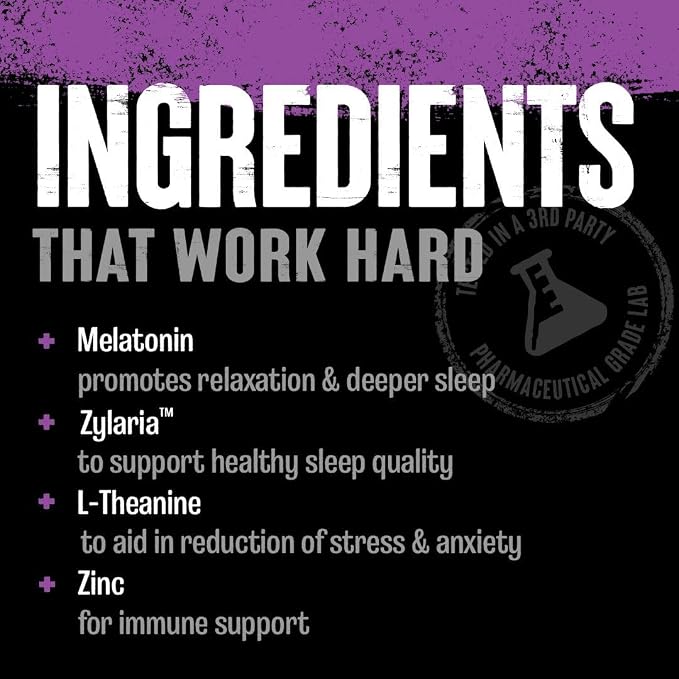 Animal PM - Sleep Aid for Adults Non-Habit Forming Relaxation Enhancer and Mood Support with Melatonin, L-Theanine, Zylaria, Zinc, Magnesium, Vitamin B6, GABA + AKG Anabolic Stack Supply, 30 Count