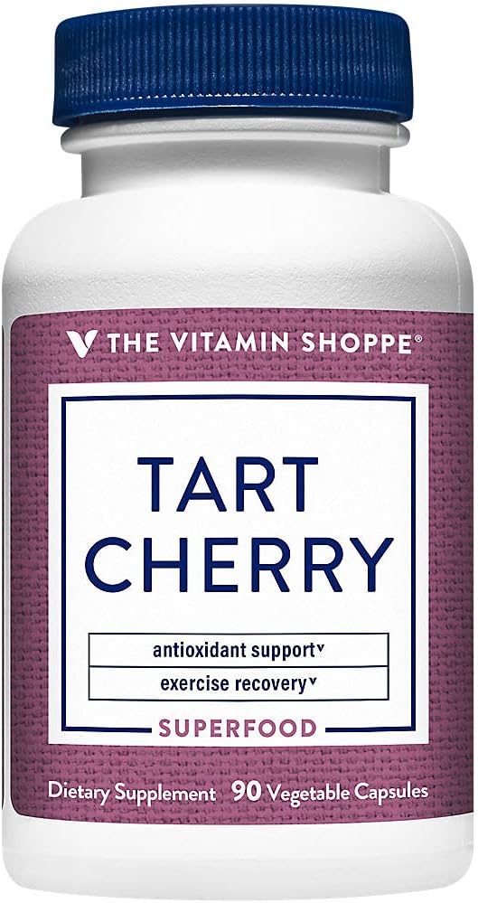 The Vitamin Shoppe Tart Cherry Extract - Post-Workout Recovery & Antioxidant | Freeze-Dried Montmorency | 90 Veggie Caps | Non-GMO
