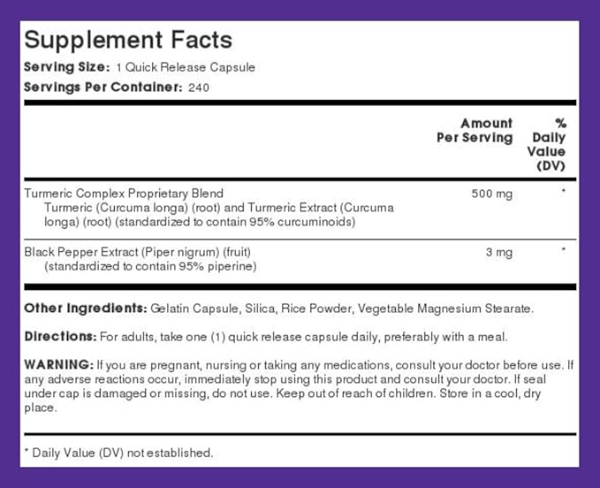 Piping Rock Turmeric Curcumin Supplement | 240 Capsules | with Black Pepper Extract | Standardized Complex | Non-GMO, Gluten Free