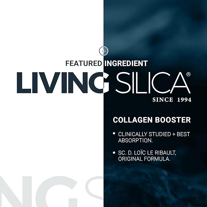 Living Silica ORGONO Mineral-Based Collagen Booster Capsules | Silica-Based | Supports Collagen & Elastin for Joint & Bone Support, Glowing Skin, Strong Hair & Nails | 120 Capsules
