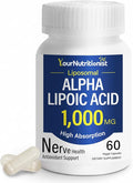 Advanced Liposomal Alpha Lipoic Acid 1000mg ALA Supplement for Nerve Relief, Cell Energy & Antioxidant Support, with Benfotiamine & Acetyl L-Carnitine, for Adults 40+, 60 Capsules