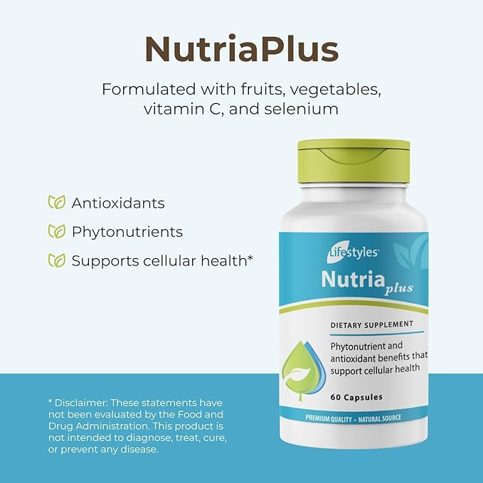 Lifestyles NutriaPlus Antioxidant Supplement - Herbal Immune Support & Multivitamin with Selenium, Vitamin C, Green Tea, Garlic, and More – Made in Canada – 60 Capsules (60 Capsules (Pack of 1))