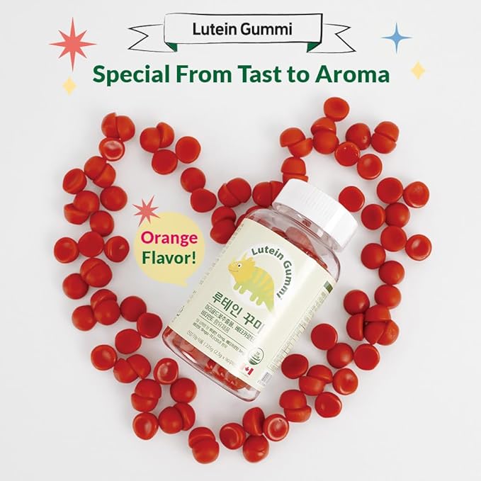 Lutein Eye Health Gummies – Marigold Extract with Vitamin E & Beta-Carotene – Orange Flavor Chewable Supplement (60 Gummies)