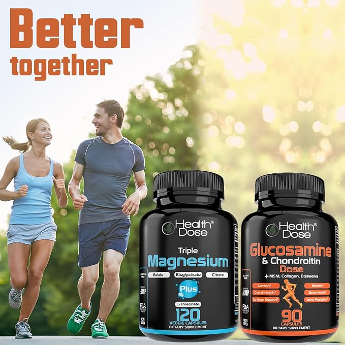 Health Dose Triple Magnesium Complex 1000 mg | L-Threonate, Bisglycinate, Citrate & Malate Blend | Support for Muscle Relaxation, Sleep & Cognitive Function | 120 Capsules | All-in-One Formula (2)
