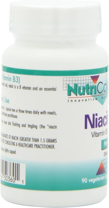 Allergy Research Group Nutricology Niacin Supplement - Vitamin B3 for Men & Women, Niacin with Flush, Nicotinic Acid, NAD, 250mg Vegetarian Capsules - 90 Count
