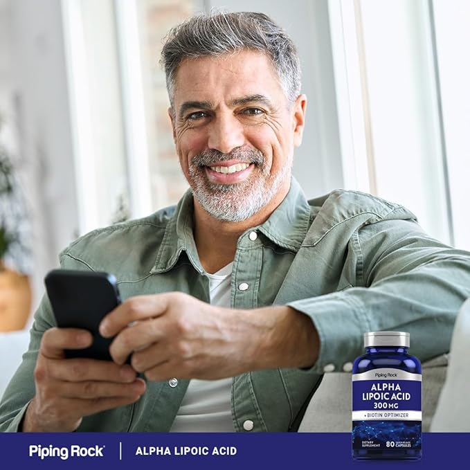 Piping Rock Alpha Lipoic Acid 300mg | Plus Biotin Optimizer | 80 Capsules | Non-GMO, Gluten Free Supplement