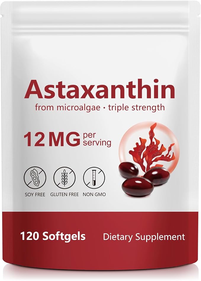 Astaxanthin Supplements, Supports Eye, Joint, Internal Circulation, Skin Health, Astaxanthina Antioxidant Supplements (1Bag120P)