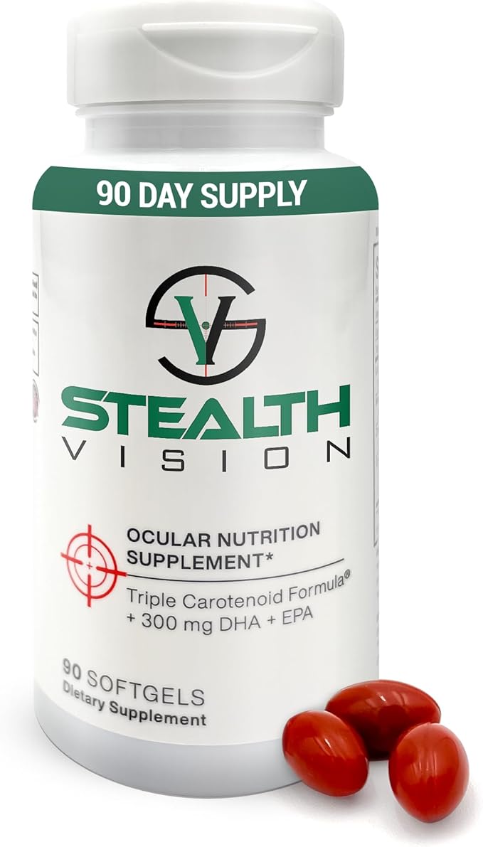 Stealth Vision Eye Vitamin, Eye Supplement with Lutein, Zeaxanthin, and Meso-Zeaxanthin, Non-GMO Eye Health Vitamins for Adults, Vision Essentials for Complete Eye Support (90 softgels)