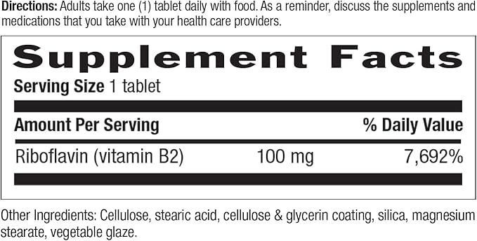 Country Life Vitamin B2 100mg Riboflavin Supplement – Boosts Energy Production & Supports Cell Function, Gluten-Free, Vegan, Kosher, Halal – no preservatives, GMO or Artificial Flavors, 100 Count