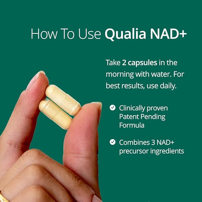 Qualia NAD Supplement — Clinically Proven to Boost NAD+ up to 67%. Optimized Aging, Energy, Focus. Elite Ingredients: Nicotinamide Riboside (NIAGEN,) Niacin, Niacinamide (3 Month Supply)