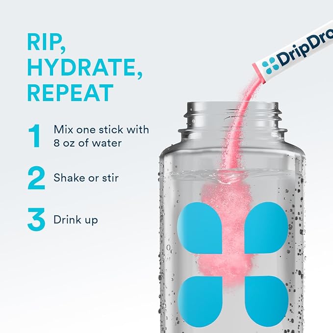 DripDrop Sugar Free Hydration Packets - Zero Watermelon - Single Serve Electrolytes Powder Drink Mix - Non-GMO, Gluten Free, Vegan - 32 Sticks