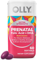 OLLY Ultra Strength Prenatal Multivitamin Softgels, Supports Mom's Wellness & Baby's Healthy Growth and Brain Development,* Folic Acid, DHA, Iron, Vitamins B, C, D & E, 30 Day Supply - 60 Count