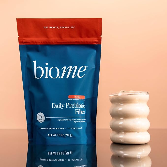 Bio.me Daily Prebiotic Fiber Powder Chai - 7g Per Serving - Soluble & Insoluble Fiber Supplement Powder for Women & Men - Digestive Health & Gut Health - GLP-1 Friendly, Sugar Free - 30 Servings