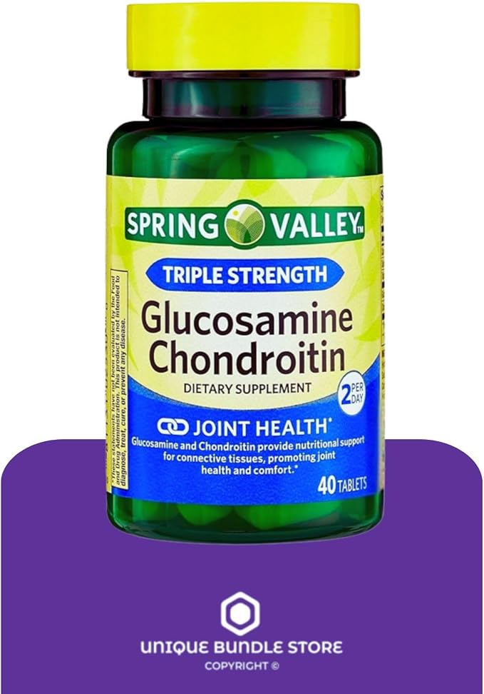 Glucosamine Chondroitin Triple Strength 40 Tablets, Glucosamina Suplemento, 1400mg Glucosamine + 1200mg Chondroitin, Daily Joint Support, Gluten Free (Pack of 3)