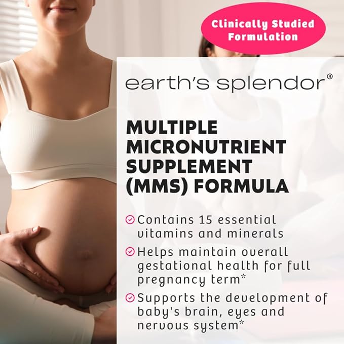 Earth's Splendor Prenatal Multivitamin: Supports a Healthy Pregnancy, Growth/Brain Development for Baby, Folic Acid, Iron, Non-GMO, MMS Studied Formulation - 6 Month Supply, 180 Tablets