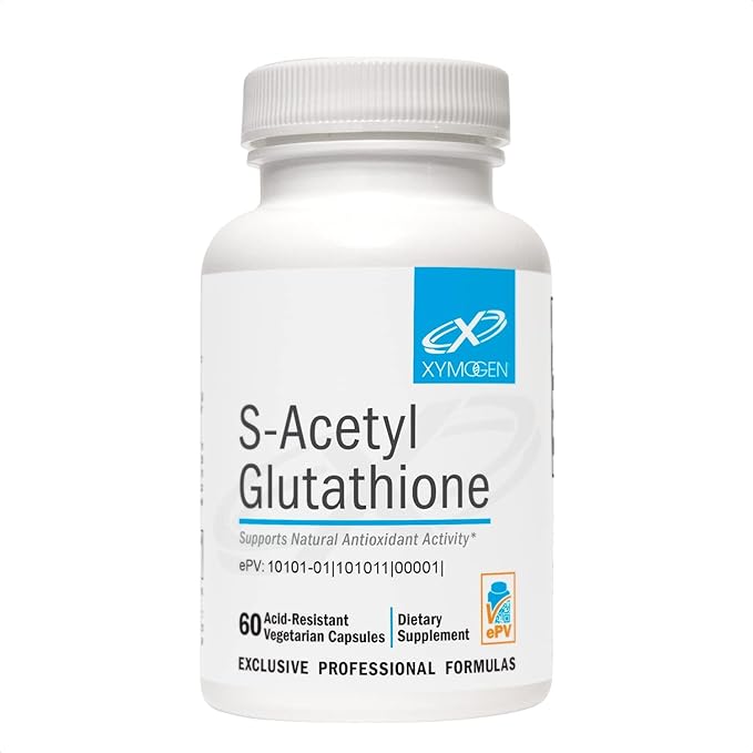 XYMOGEN S-Acetyl Glutathione - Acetylated Glutathione Supplement - Antioxidant & Cellular Support - Stomach Acid-Resistant Capsules - Non-GMO & Gluten-Free - 60 Capsules