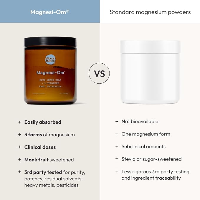 Moon Juice Magnesi-Om Magnesium Powder Supplement - Chelated Magnesium Complex + L-Theanine Blend for Rest, Relaxation & Regularity - Vegan, Non-GMO & No Sugar, Blue Lemon, 4.2 oz, 30 Servings
