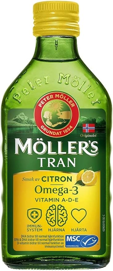 Möllers Tran Cod Liver Oil 250 ml/ 8.45 fl oz | Citron Flavor | Omega-3 | Fish Liver Oil